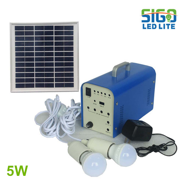 Sistema de luz solar para el hogar 5W.